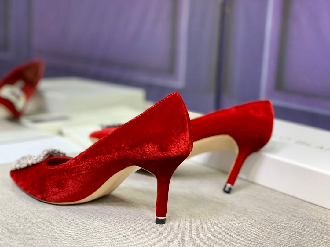 Dècolletè Red Velvet Pumps 65