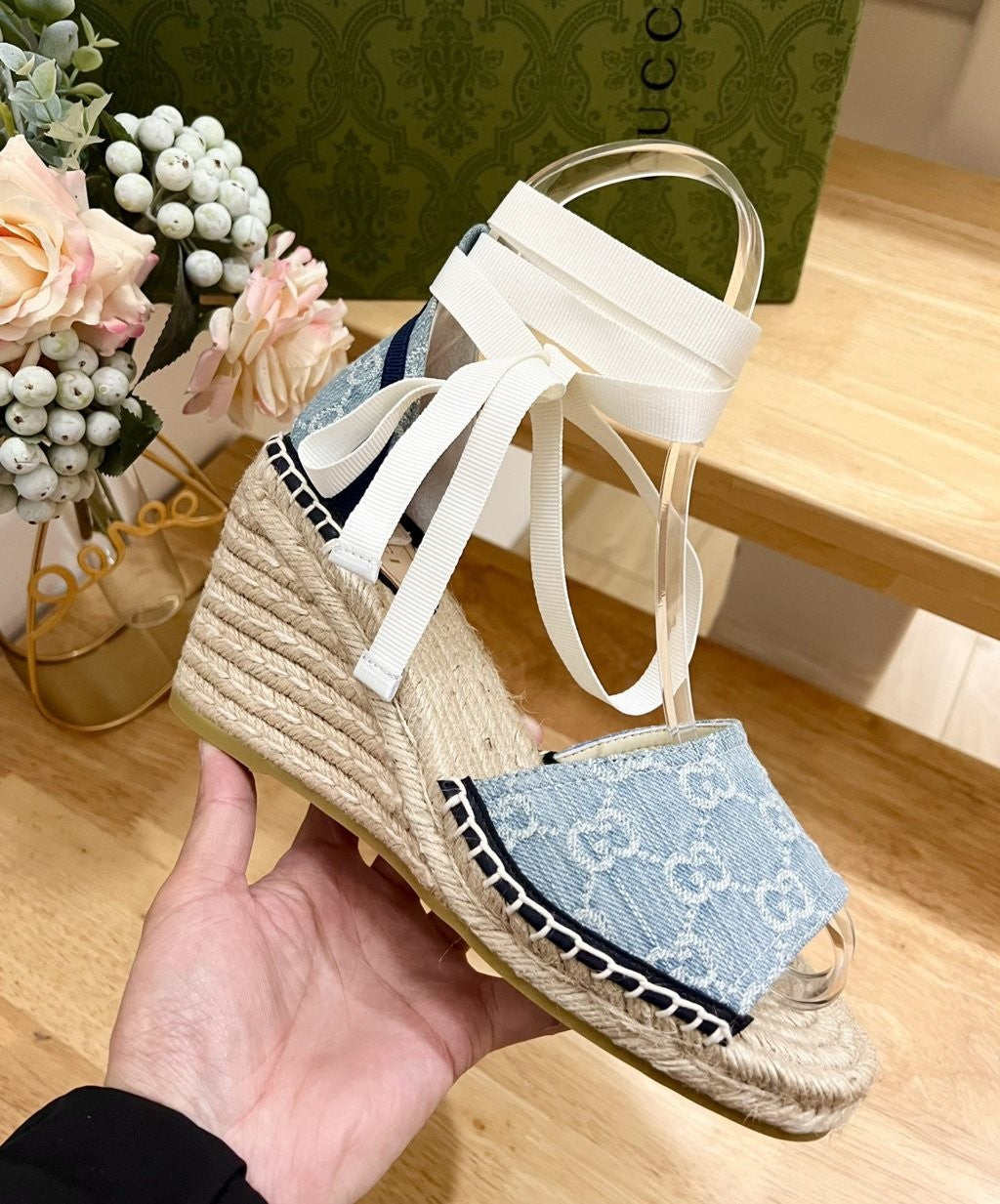 GG Supreme Espadrille Wedges (Women's)