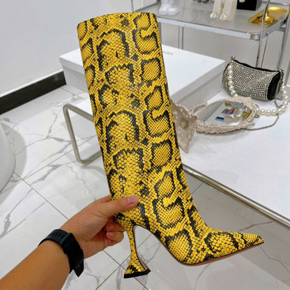 Green Rain Python Print Boots