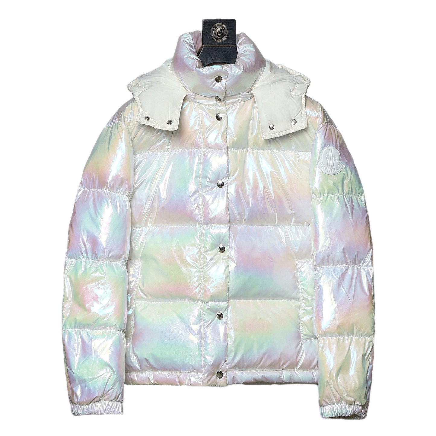 Iridescent Quilted Padded Down Puffer Jacket