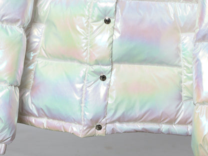 Iridescent Quilted Padded Down Puffer Jacket