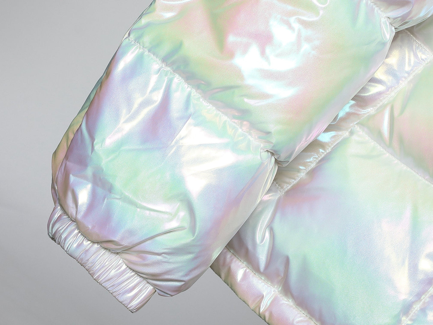 Iridescent Quilted Padded Down Puffer Jacket