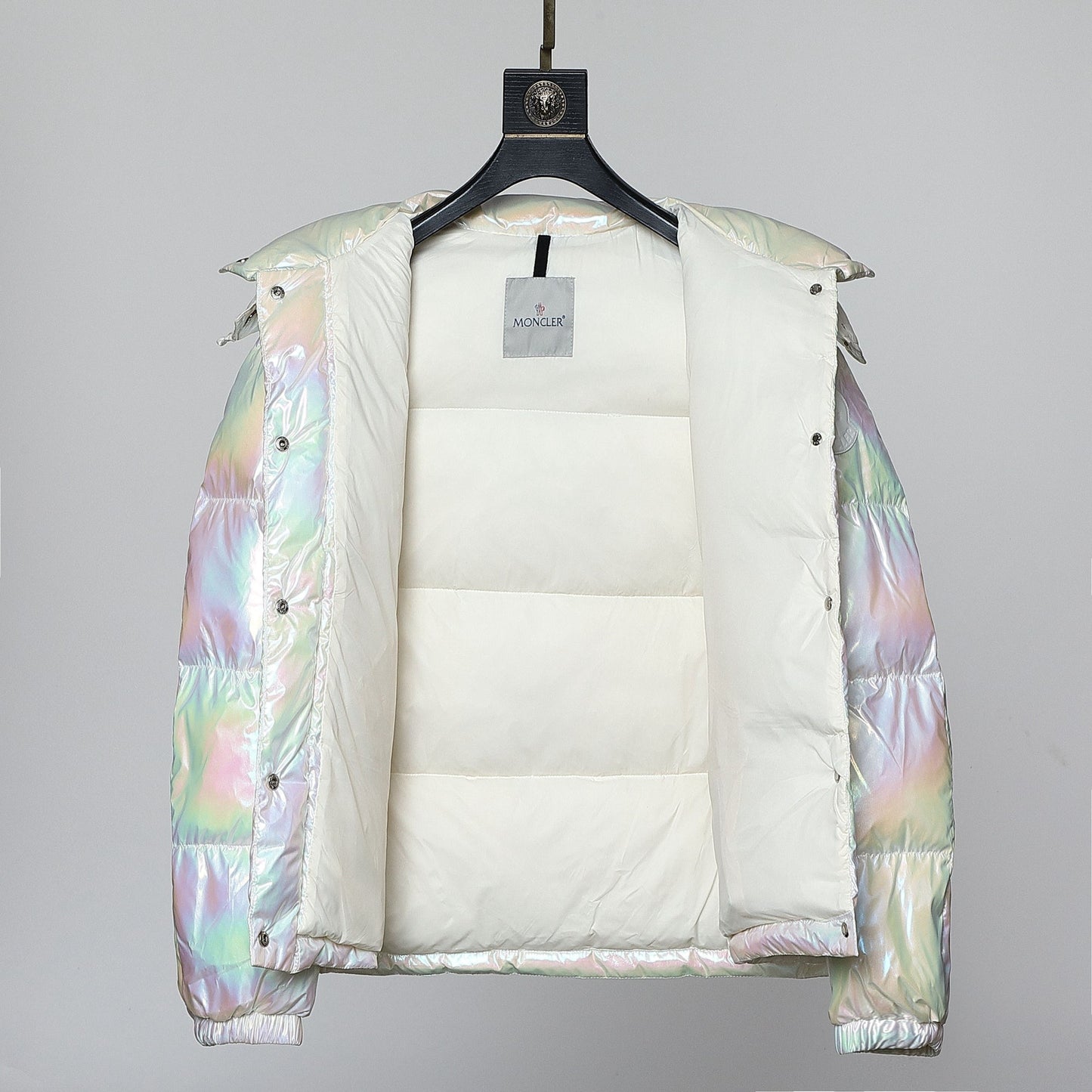 Iridescent Quilted Padded Down Puffer Jacket