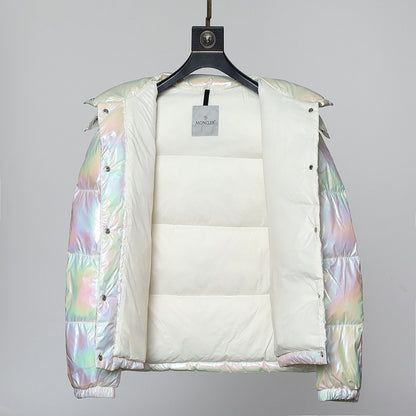 Iridescent Quilted Padded Down Puffer Jacket