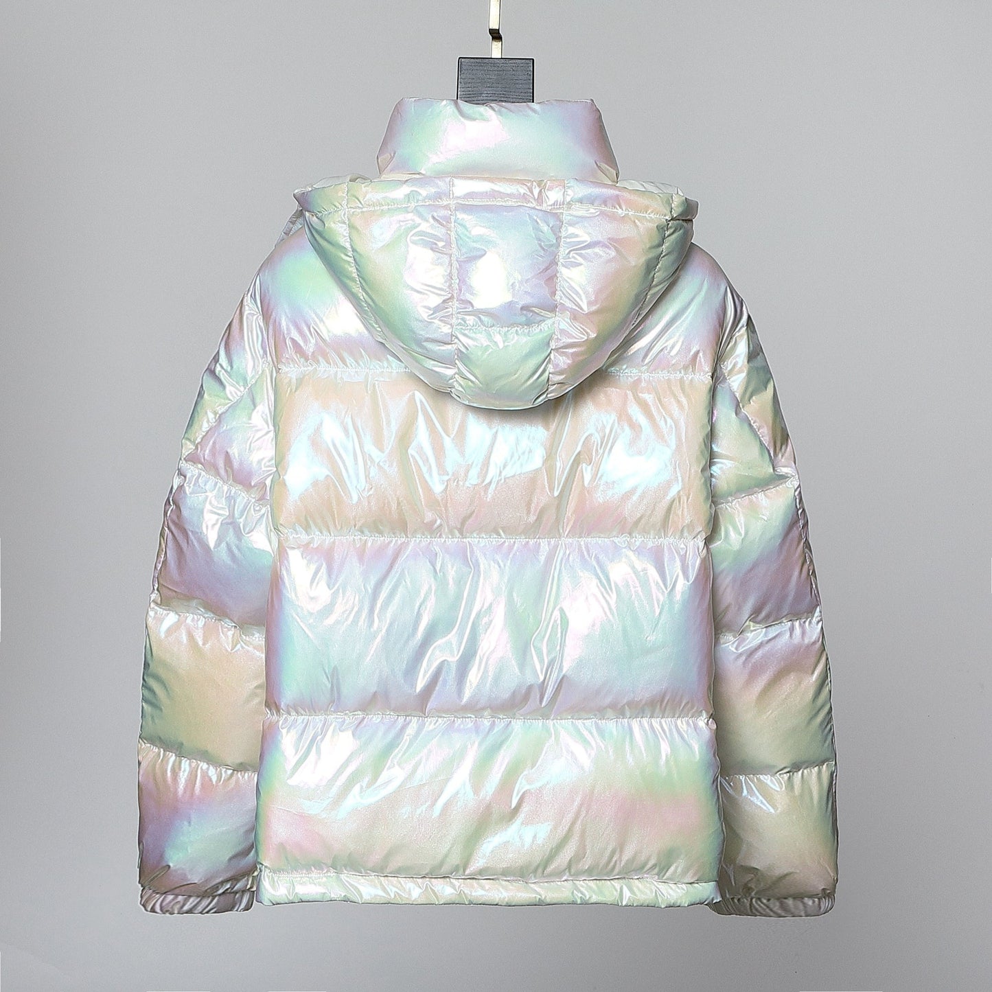 Iridescent Quilted Padded Down Puffer Jacket