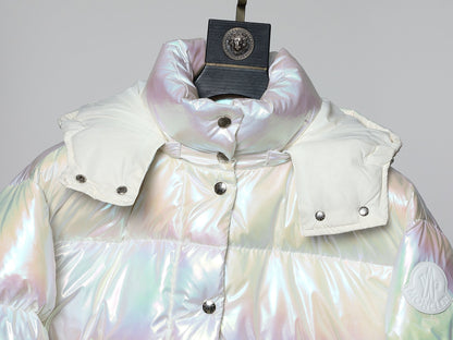 Iridescent Quilted Padded Down Puffer Jacket