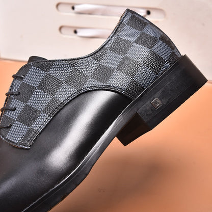 Black Leather Damier Loafers (Men's)