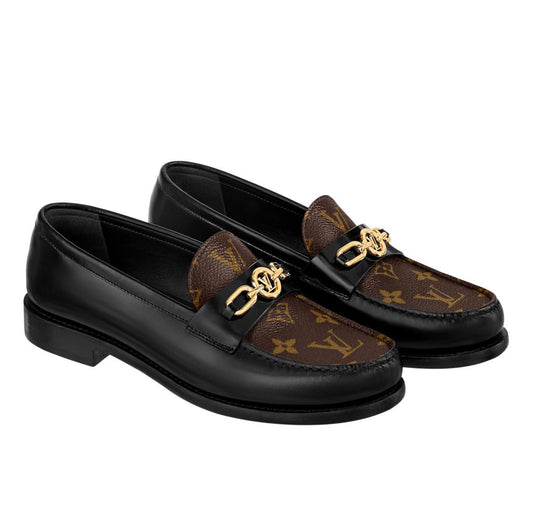 Black And Monogram Canvas Moccasin (Men's)