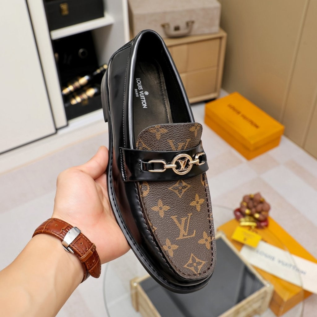 Black And Monogram Canvas Moccasin (Men's)