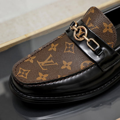 Black And Monogram Canvas Moccasin (Men's)