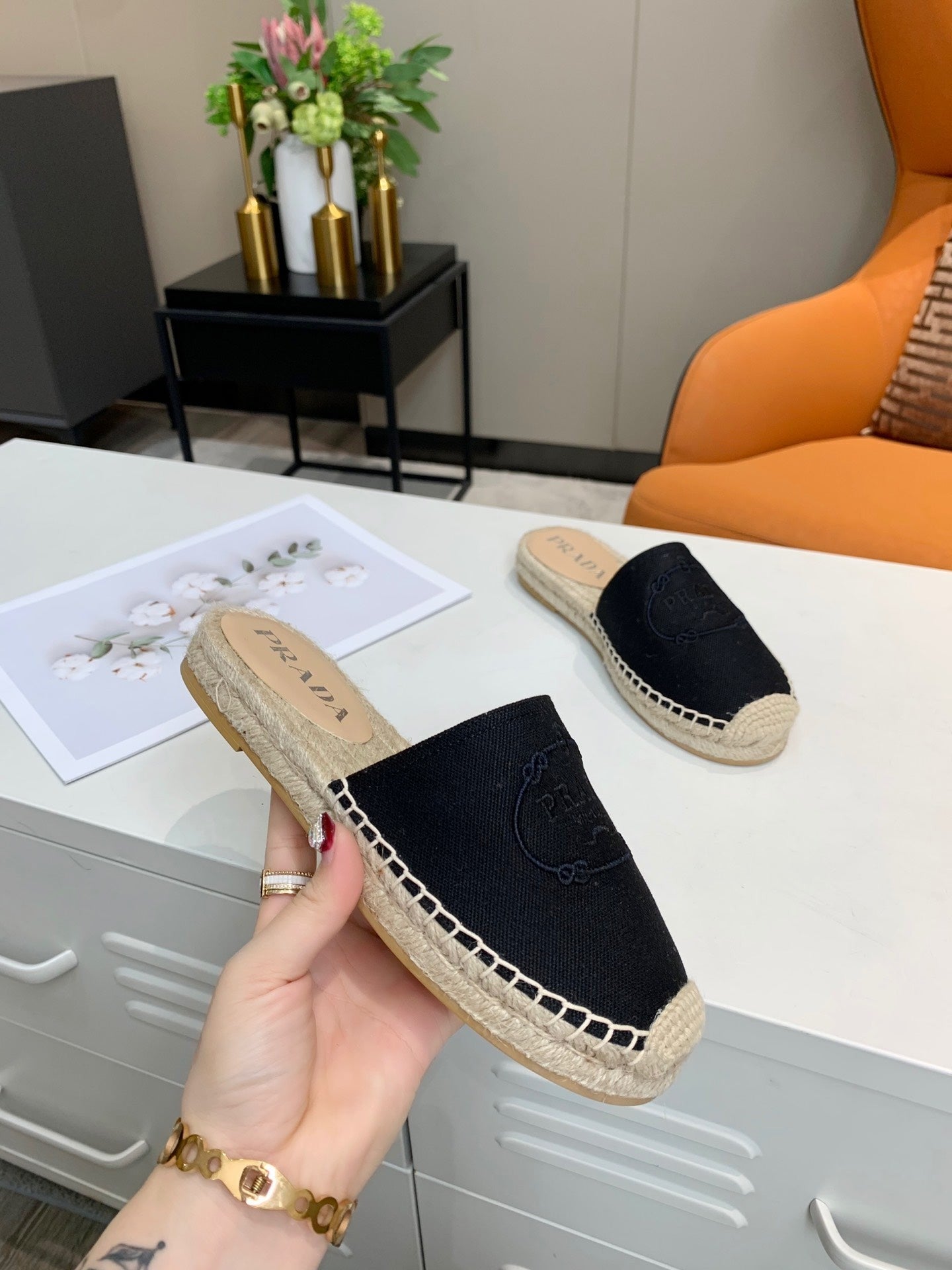 Embroidery Espadrillas Slides (Women’s)