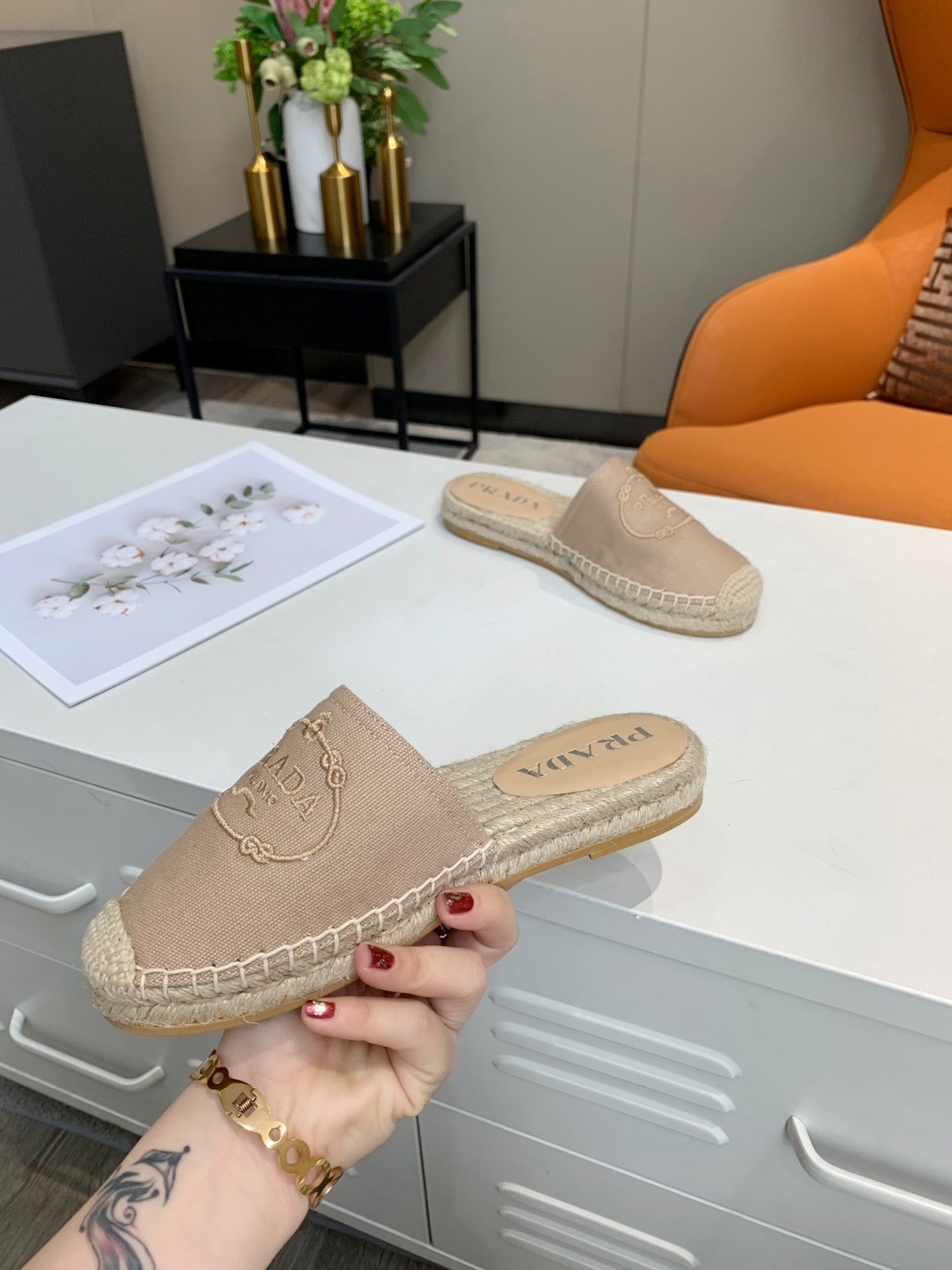 Embroidery Espadrillas Slides (Women’s)