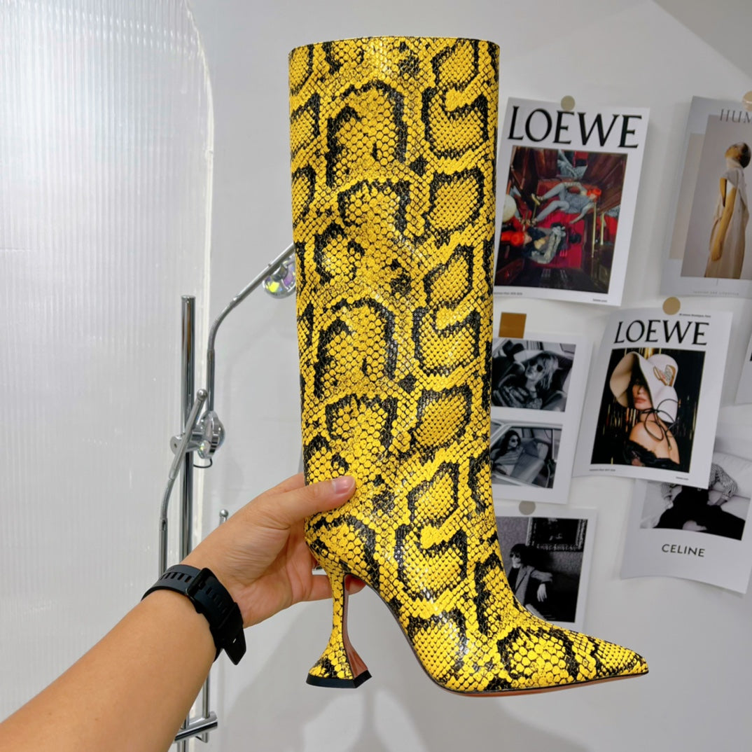 Green Rain Python Print Boots