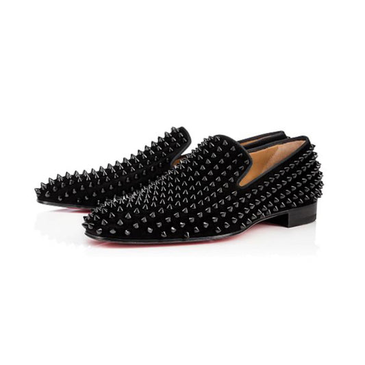 Black Dandelion Spikes Loafers (Men's)