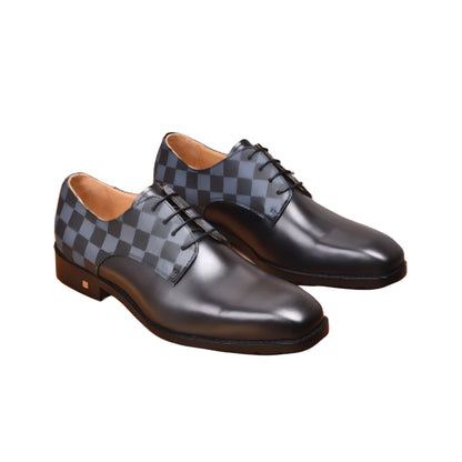 Black Leather Damier Loafers (Men's)