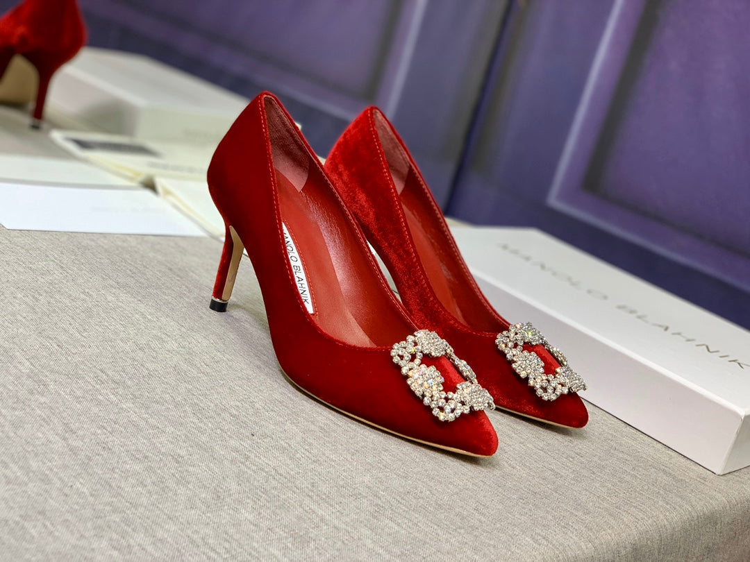 Dècolletè Red Velvet Pumps 65